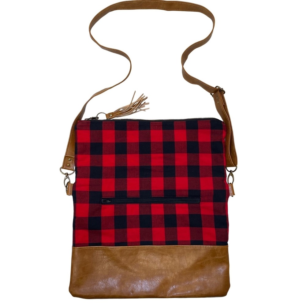 Foxheart Bag Co Buffalo Plaid Crossbody Bag Red Black Foldover Messenger Purse
